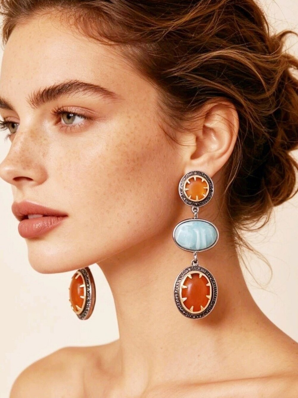NEW! Stunning Silver Blue Triple Stone Drop Post Earrings - Women’s Jewelry
